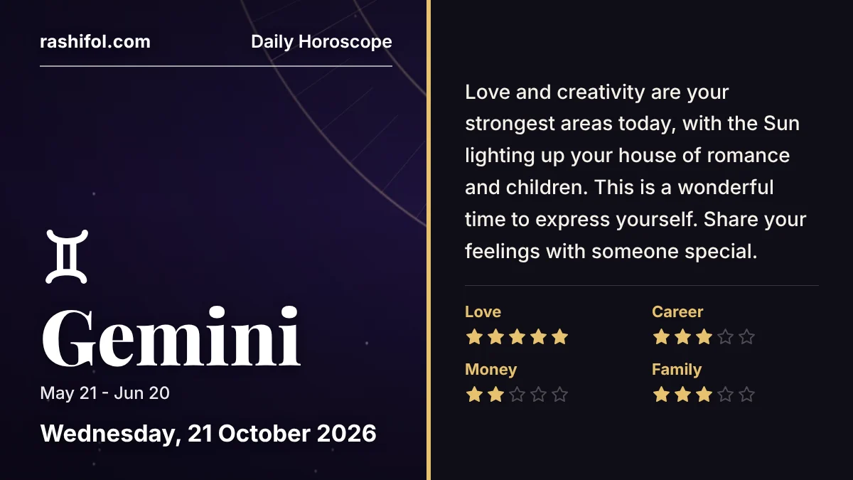 Gemini daily horoscope, Wednesday, October 21, 2026