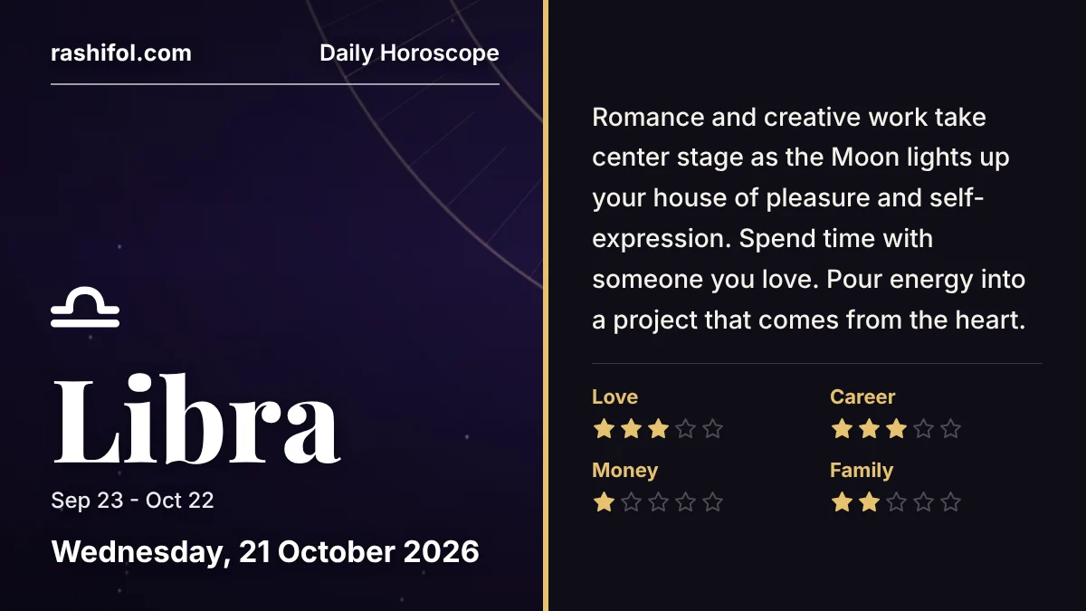 Libra daily horoscope, Wednesday, October 21, 2026