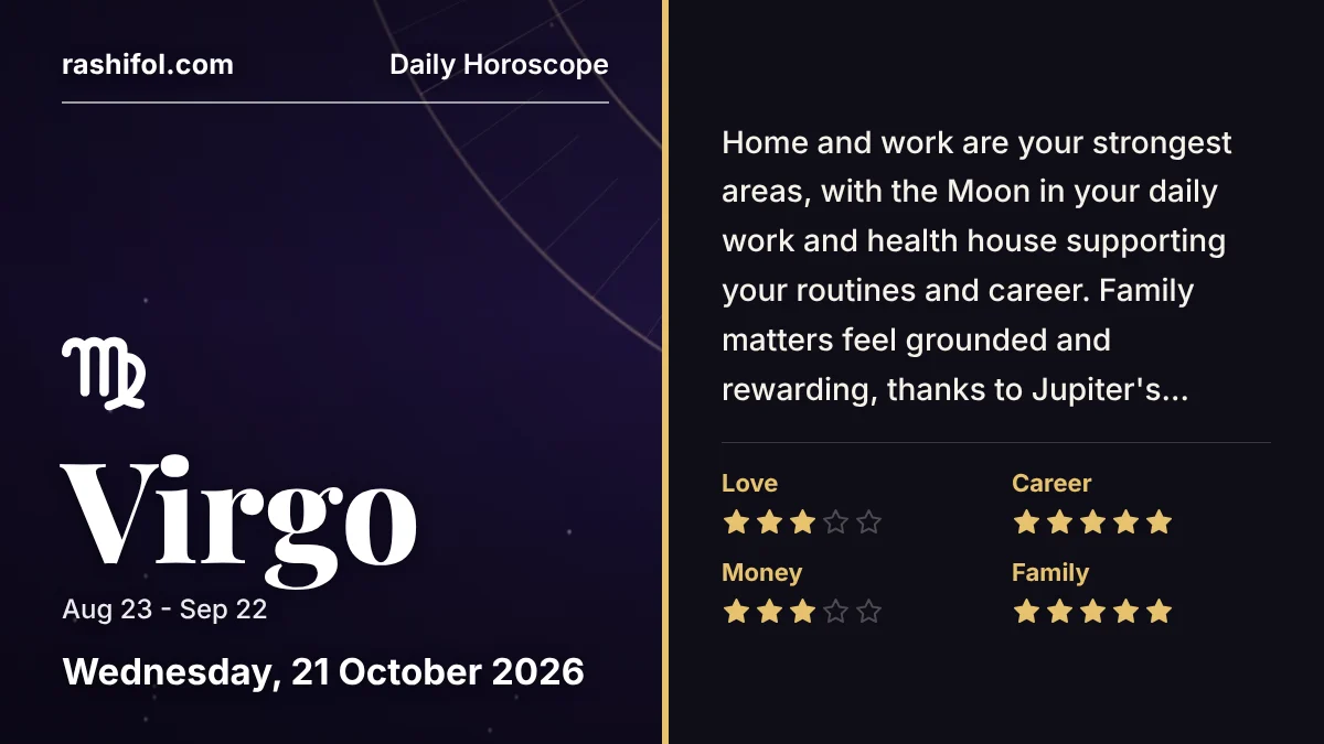 Virgo daily horoscope, Wednesday, October 21, 2026